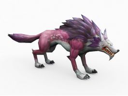 Red Anime Wolf 3d model preview
