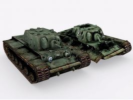 Destroyed KV-1 Tank 3d model preview
