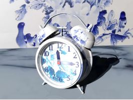 Blue and White Alarm Clock 3d model preview