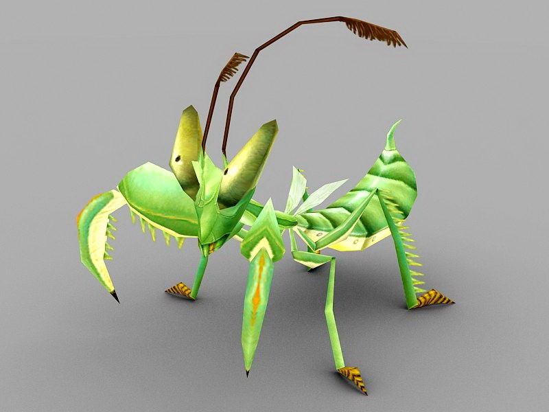 Praying Mantis Cartoon 3d model 3ds Max files free download - modeling