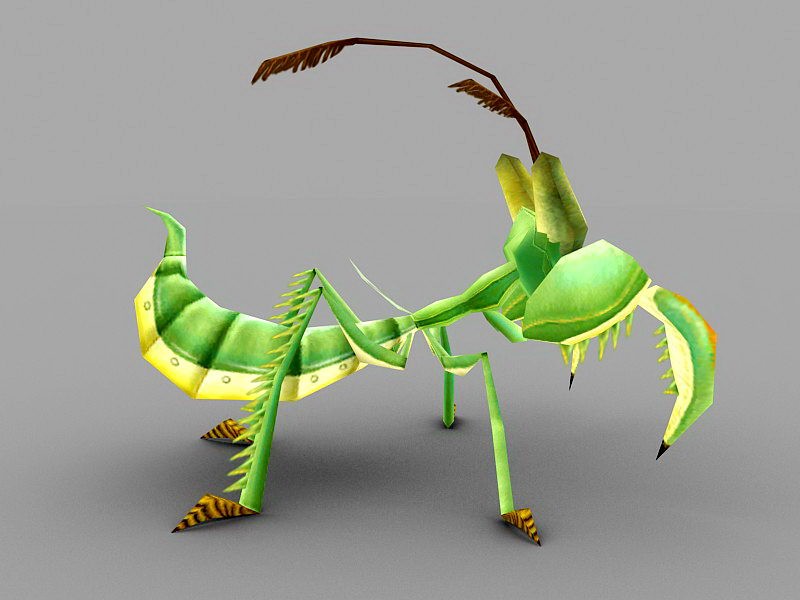 Praying Mantis Cartoon 3d rendering
