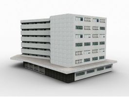 White Office Building Exterior 3d model preview