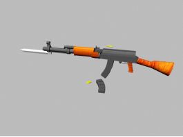 AK-47 with Magazine and Bayonet 3d model preview