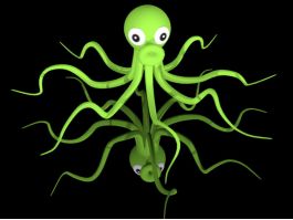 Green Octopus Cartoon 3d preview