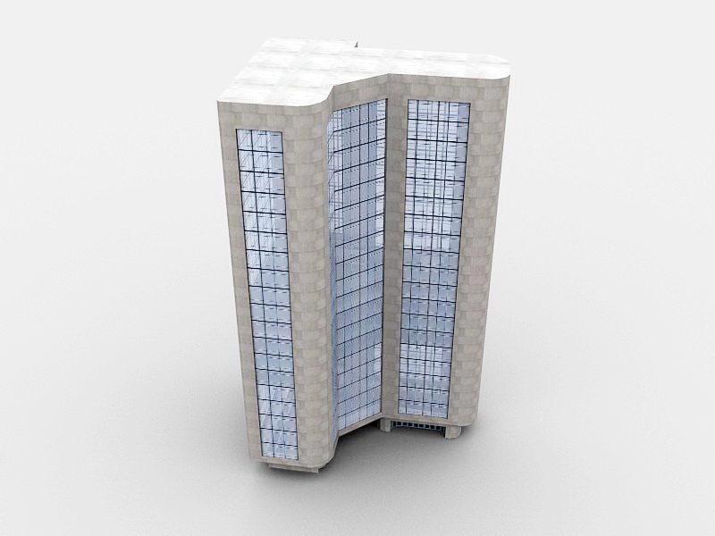 Triangle Office Building 3d rendering