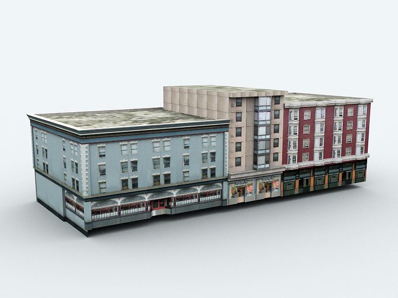 Old Apartment Buildings 3d rendering