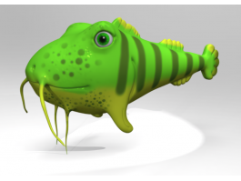 Green Catfish Cartoon 3d preview