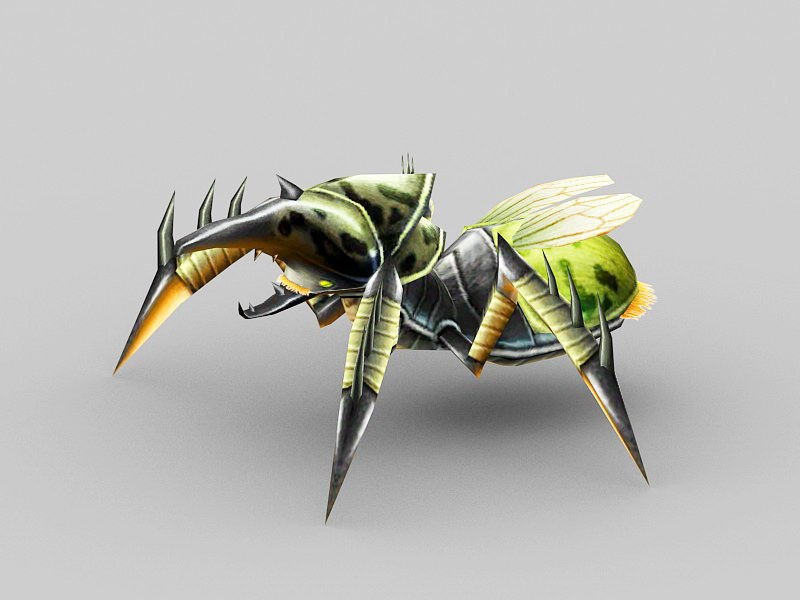 Anime Green Beetle 3d rendering