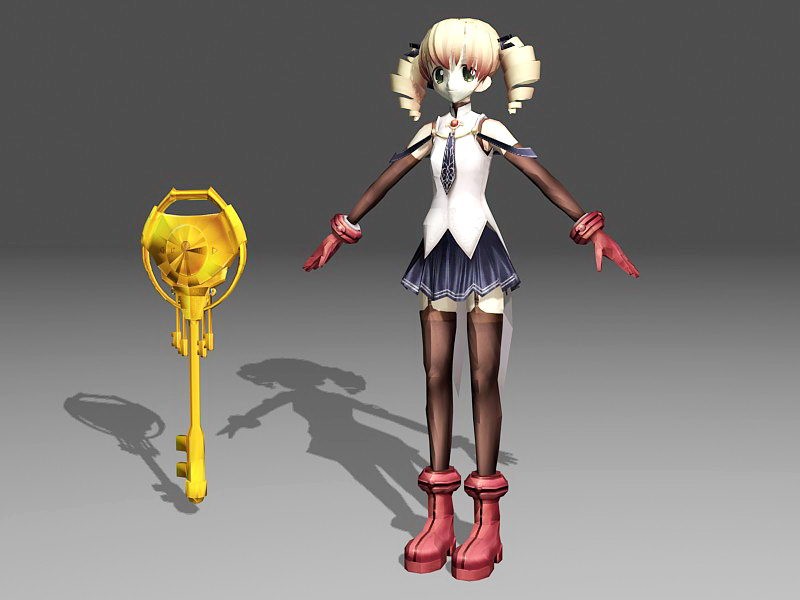 Kawaii Anime Girl 3d rendering