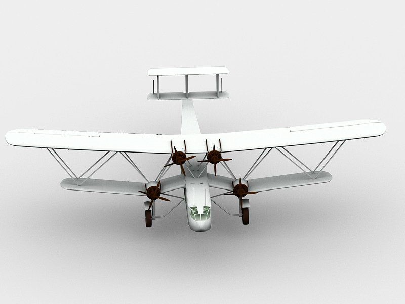 Biplane Airplane 3d rendering