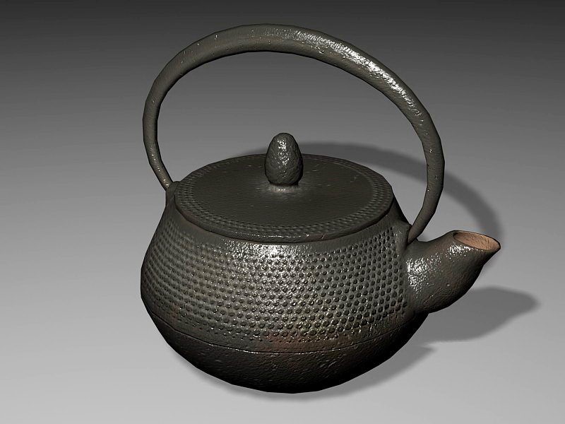 Old Cast Iron Teapot 3d rendering