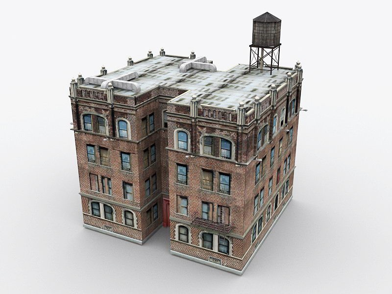 Old City Apartment Buildings 3d rendering