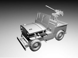 Willys Old Fighting Jeep Mounted Machine Gun 3d preview