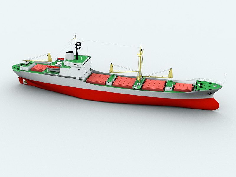 Small Cargo Ship 3d rendering