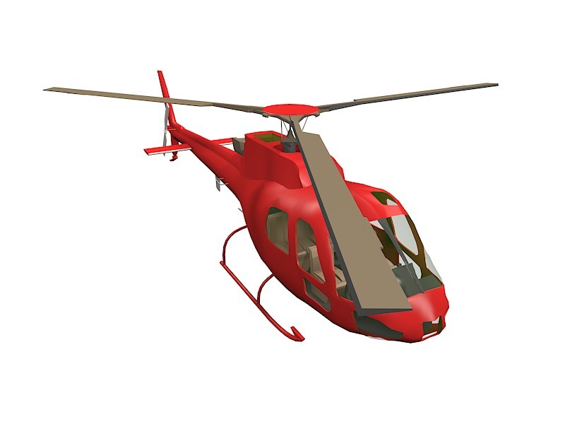 Red Helicopter 3d rendering