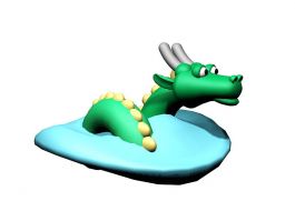 Water Dragon Cartoon 3d model preview