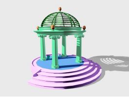 Round Garden Gazebo 3d model preview
