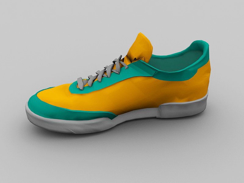 Green and Yellow Running Shoes 3d rendering