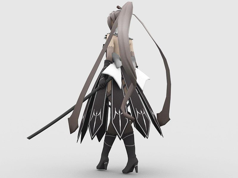Anime Sword Fighter Girl 3d rendering