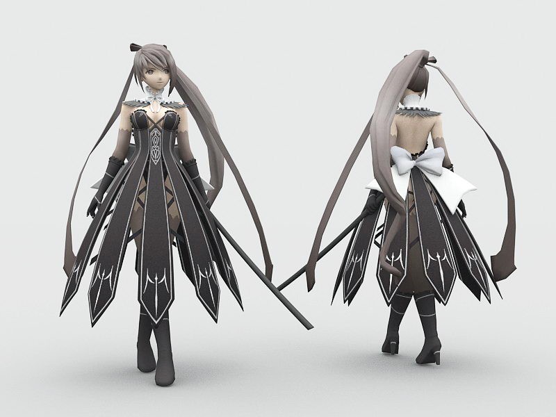 Anime Sword Fighter Girl 3d rendering