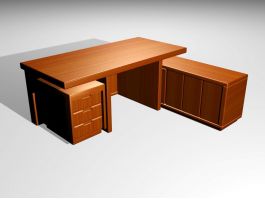 L Shaped Executive Office Desk 3d model preview