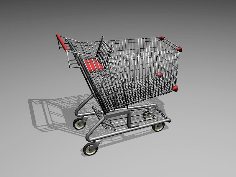 Metal Shopping Cart 3d rendering