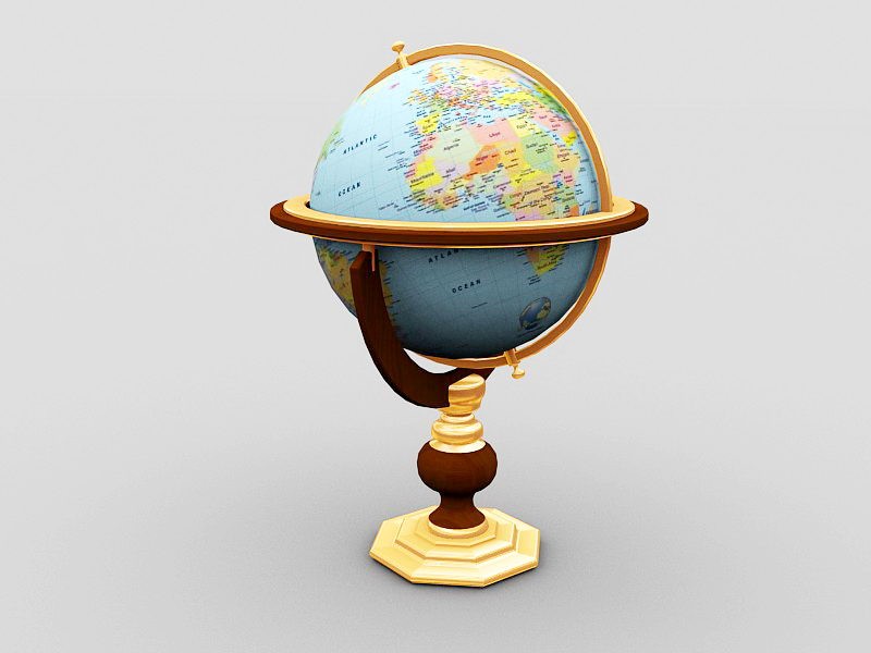 Vintage World Globe 3d rendering