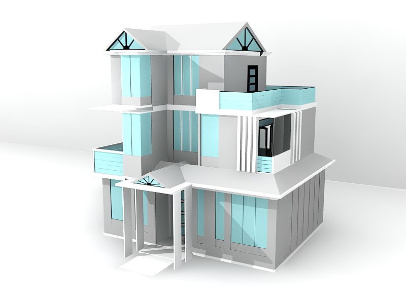 Three Floor House Design 3d rendering