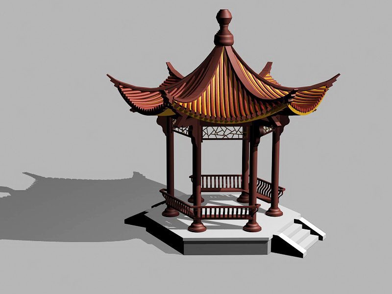 Chinese Garden Pavilion Building 3d rendering