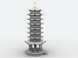 Old Chinese Pagoda 3d preview