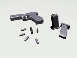 Glock 19 with Cartridges 3d model preview