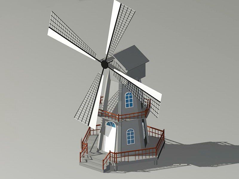 Historic Windmill 3d rendering