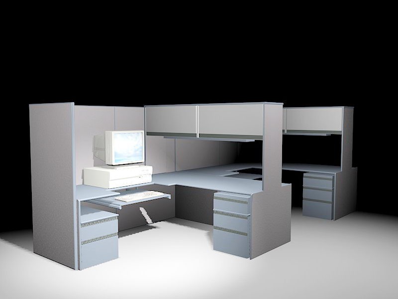 Office Workspace Cubicles 3d rendering