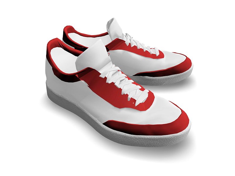 Red and White Sneakers 3d rendering