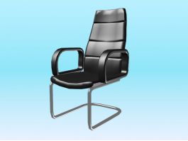 Black Leather Cantilever Chair 3d model preview