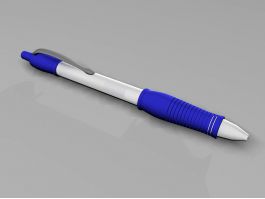 Blue and White Ballpoint Pen 3d model preview