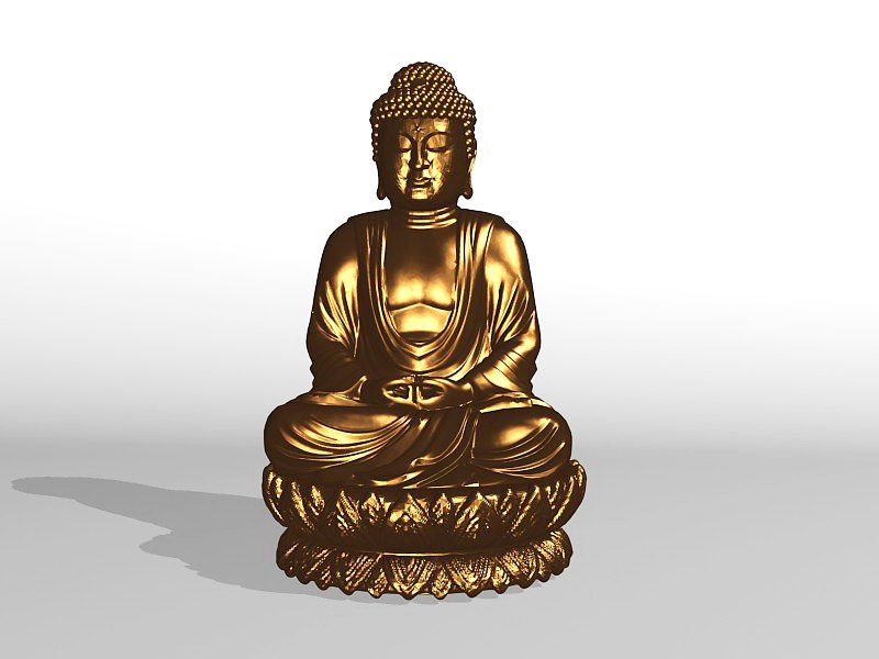 Golden Statue of Buddha 3d rendering