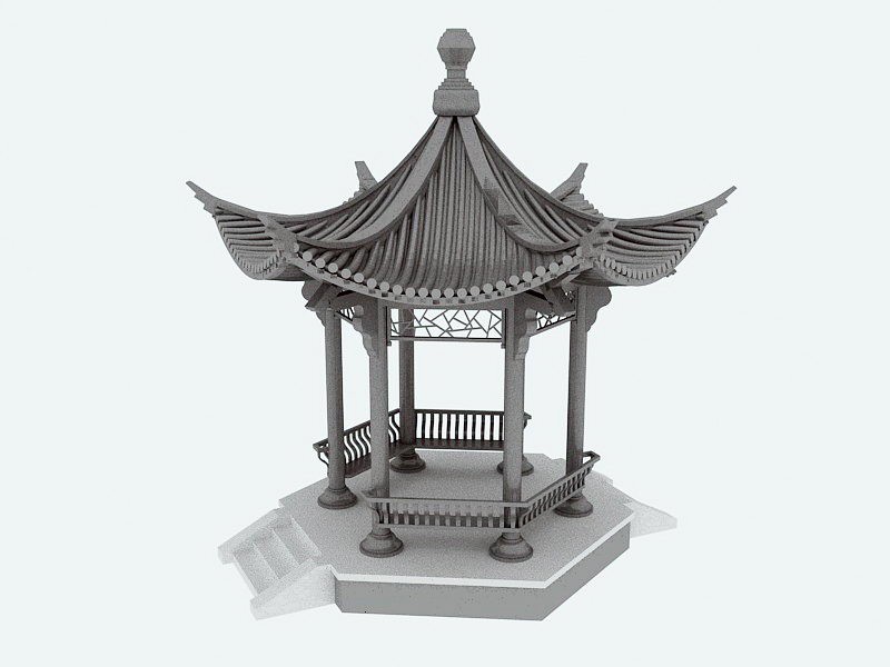 Traditional Chinese Pavilion 3d rendering