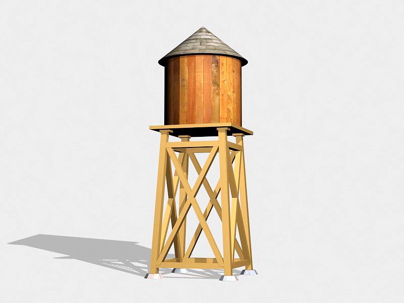 Vintage Wooden Water Tower 3d rendering