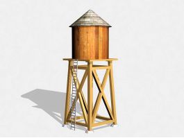 Vintage Wooden Water Tower 3d preview