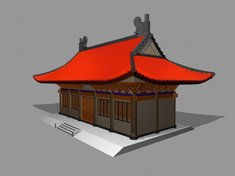 Chinese Buddhist Temple 3d rendering