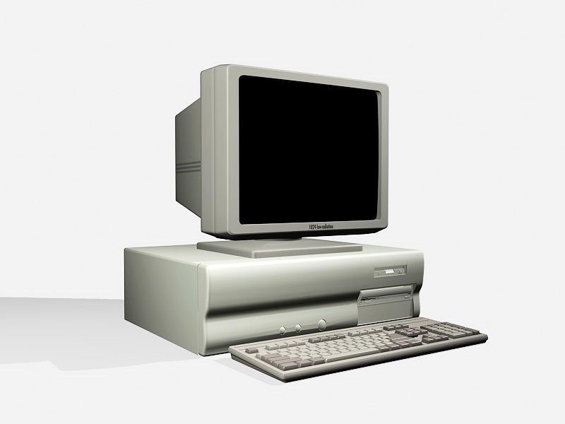 Old Desktop Computer with Monitor 3d rendering