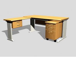 Office Furniture L-shaped Desk 3d model preview