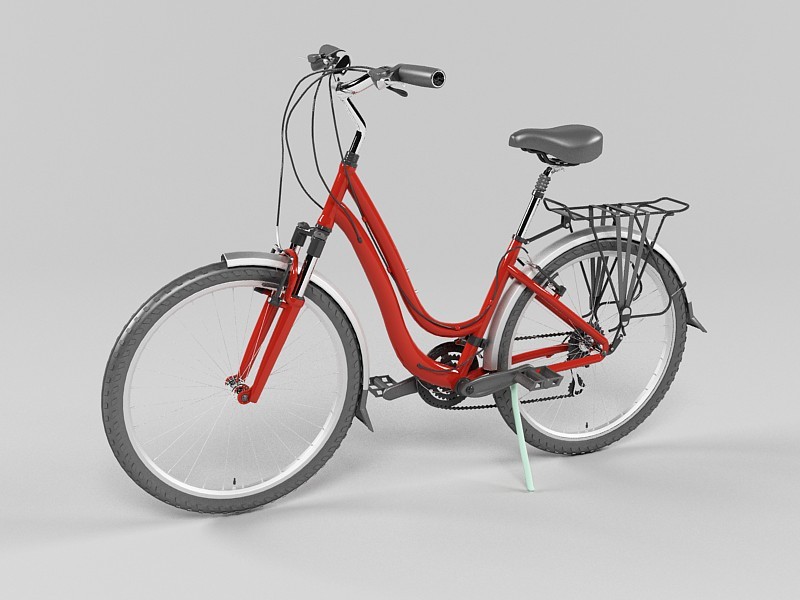 Red Bicycle 3d rendering