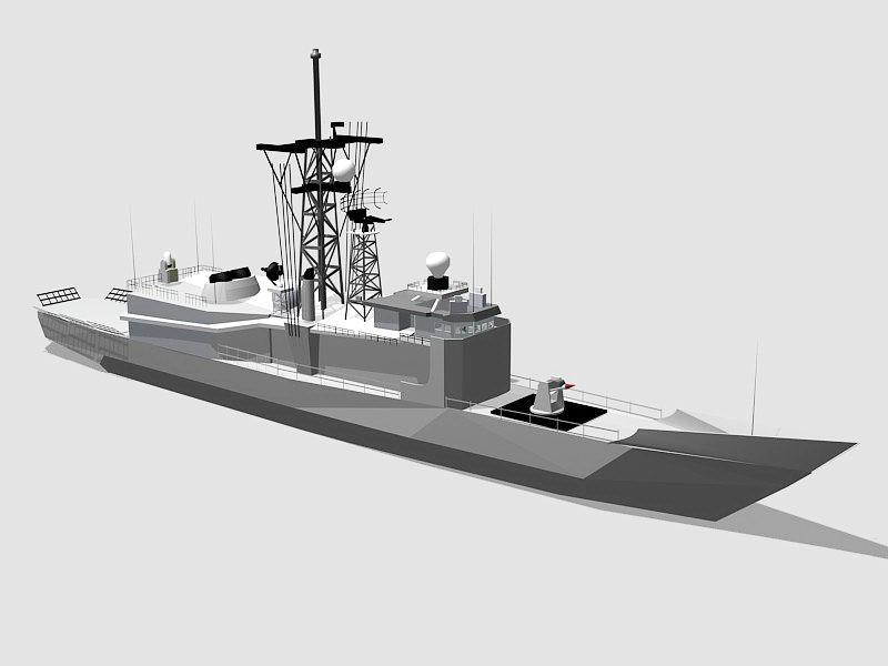 Modern Frigate Warship 3d rendering