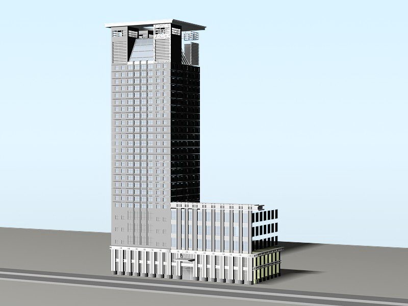 Modern Tower Block Office Exterior 3d rendering