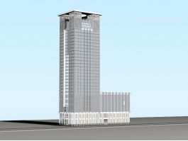 Modern Tower Block Office Exterior 3d model preview