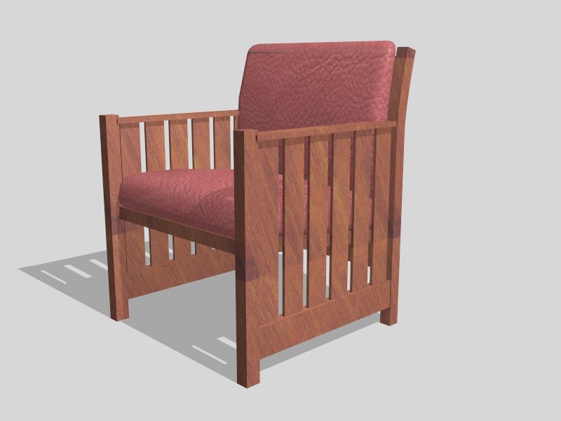 Vintage Wood Club Chair 3d rendering