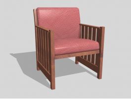 Vintage Wood Club Chair 3d model preview
