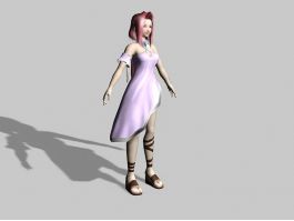 Purple Anime Princess 3d model preview